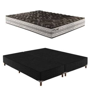 Box Queen Íris 42x158x198cmcom Colchão Queen Unique D33 Plus Duoface 25x158x198cm Preto Elegancy