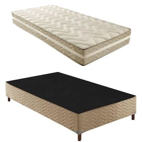 Box Solteiro Florença 42x88x188cmcom Colchão Solteiro Unique D33 Plus Duoface 20x88x188cm Rustico Bege