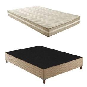 Box Casal Florença 42x138x188cmcom Colchão Casal Unique D33 Plus Duoface 18x138x188cm Rustico Bege