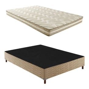 Box Casal Florença 42x138x188cmcom Colchão Casal Unique D33 Plus Duoface 16x138x188cm Rustico Bege