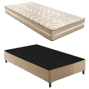 Box Solteiro Júlia 42x88x188cmcom Colchão Solteiro Quality D33 Duoface 26x88x188cm Rustico Bege