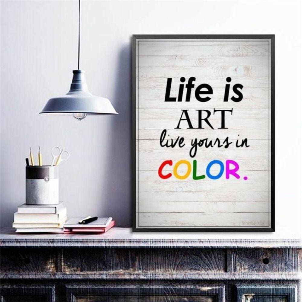 Quadro Decorativo Life Is Art 33X24Cm - Com Vidro
