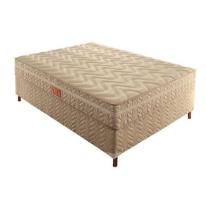 Box Casal Florença 42x138x188cmcom Colchão Casal Molas Ensacadas Júlia 28x138x188cm Rustico Bege