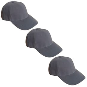 Kit 3 Bonés Chapeu Bombeta Ajustável Liso Aba Curva Cinza