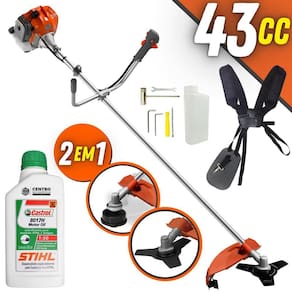 Roçadeira Robusta Á Gasolina Tekna RL430ACN-TK 2T 43cc 1,7HP Modelo Completo Com Lâmina de Corte 3 Pontas e Cabeçote Nylon + ÓLEO CASTROL STIHL 2T
