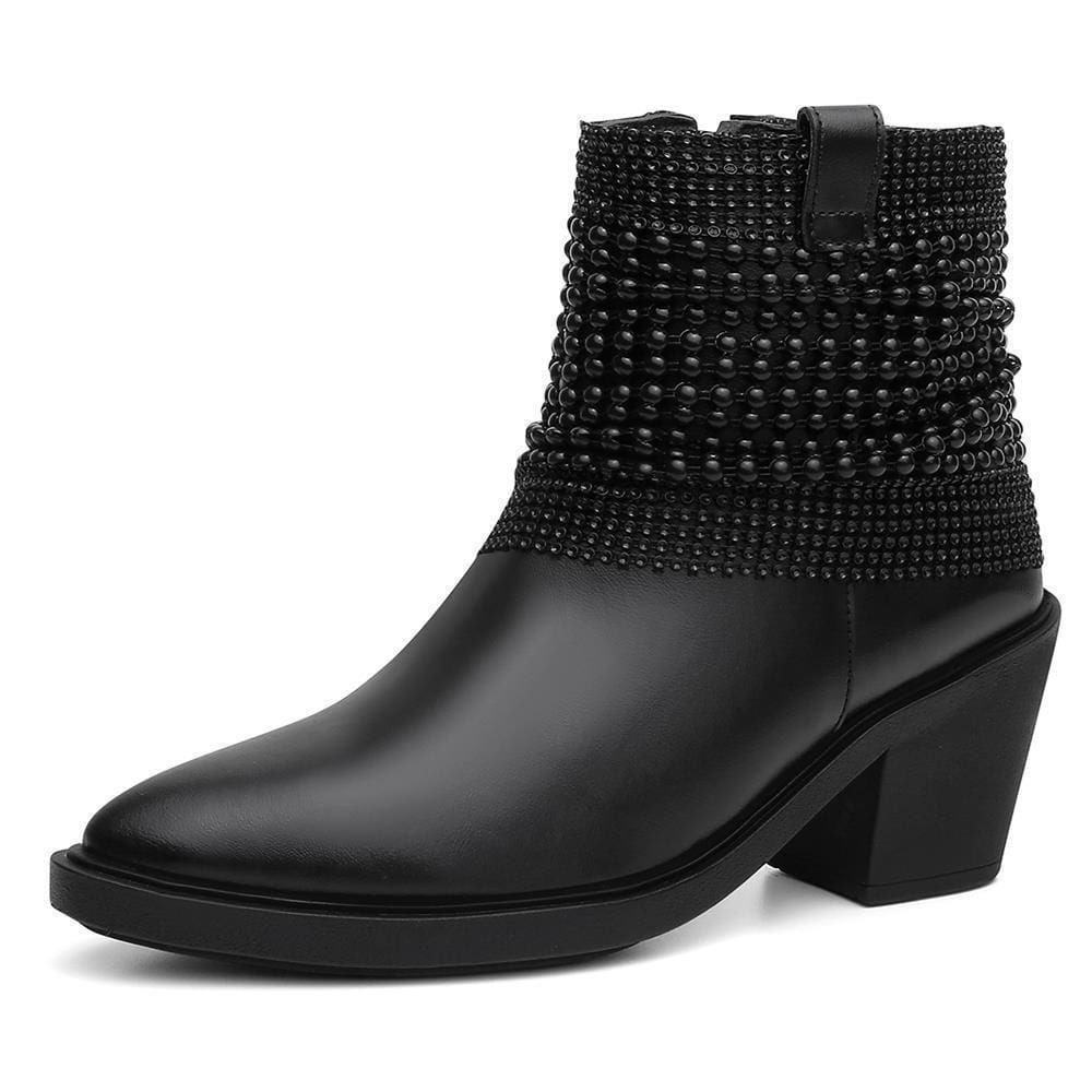 Bota Feminina Cano Baixo Salto Grosso Bico Redondo Casual