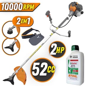 Roçadeira Robusta Á Gasolina Tekna RL520P Plus 2T 52cc 2HP Modelo Completo Com Lâmina 3 Pontas e Cabeçote Nylon + ÓLEO STIHL 2 TEMPOS