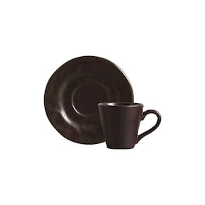 Conjunto 6 Xícaras com Pires Cerâmica Ocre Preto 150ml - Scalla