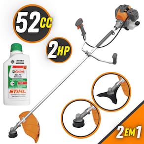 Roçadeira Aparador de Grama Á Gasolina Tekna RL520P Plus Motor 2T 52cc 2HP Modelo Completo Com Lâmina 3 Pontas e Cabeçote Nylon + ÓLEO STIHL 2T