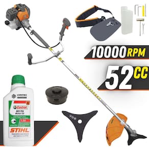 Cortador de Grama Á Gasolina Tekna RL520P Plus 2T 52cc 2HP Roçadeira Profissional Com Lâmina 3 Pontas e Carretel Nylon + ÓLEO STIHL 2T