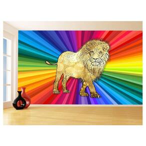 Papel De Parede Animais Pop Art Leão Rei Selva 3,5M Pxa41