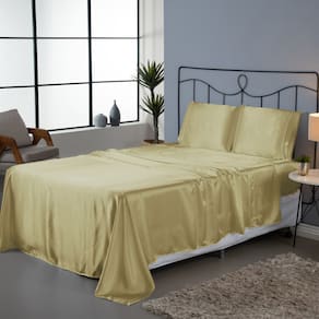 Jogo de Lençol Roupa de Cama Casal Padrão 4 Peças Cetim Charmousse Antifrizz Seda