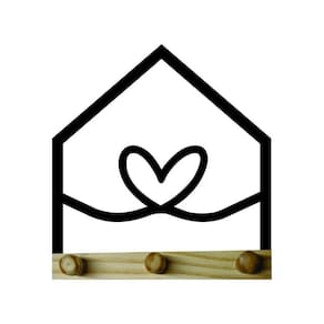 Porta Chaves Formato Casa Escrito Amor/ Gratidão/ Coração/