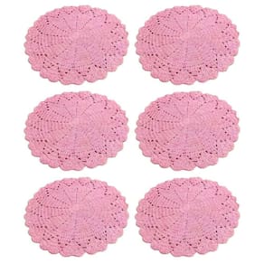 Kit 6 Sousplat De Crochê Barbante N6 Rosa Claro Artesanal