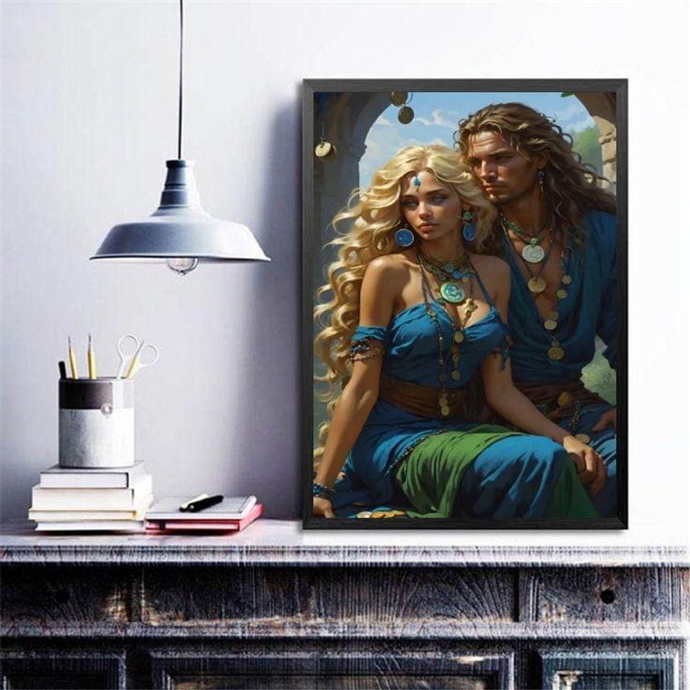 Quadro Decorativo Casal Ciganos 24X18Cm - Com Vidro