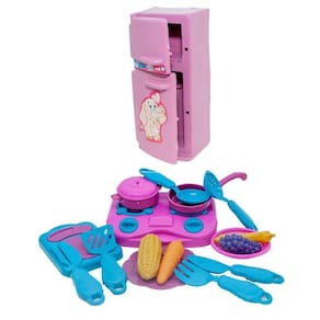 Cozinha Jantar Geladeira Brinquedo Criança Comidinhas 17Pç