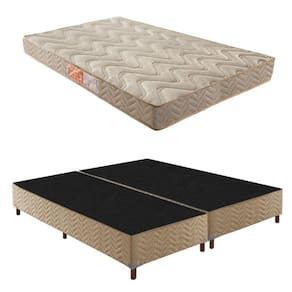 Box Queen Júlia 42x158x198cmcom Colchão Queen Unique D33 Duoface 20x158x198cm Rustico Bege
