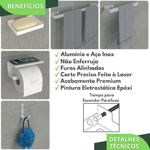 Kit Acessórios Para Banheiro Branco 5 Peças Max