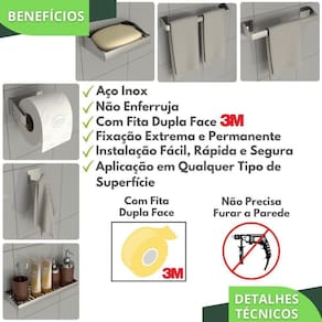 Kit Acessórios Para Banheiro Inox 6 Peças Master Slim Df