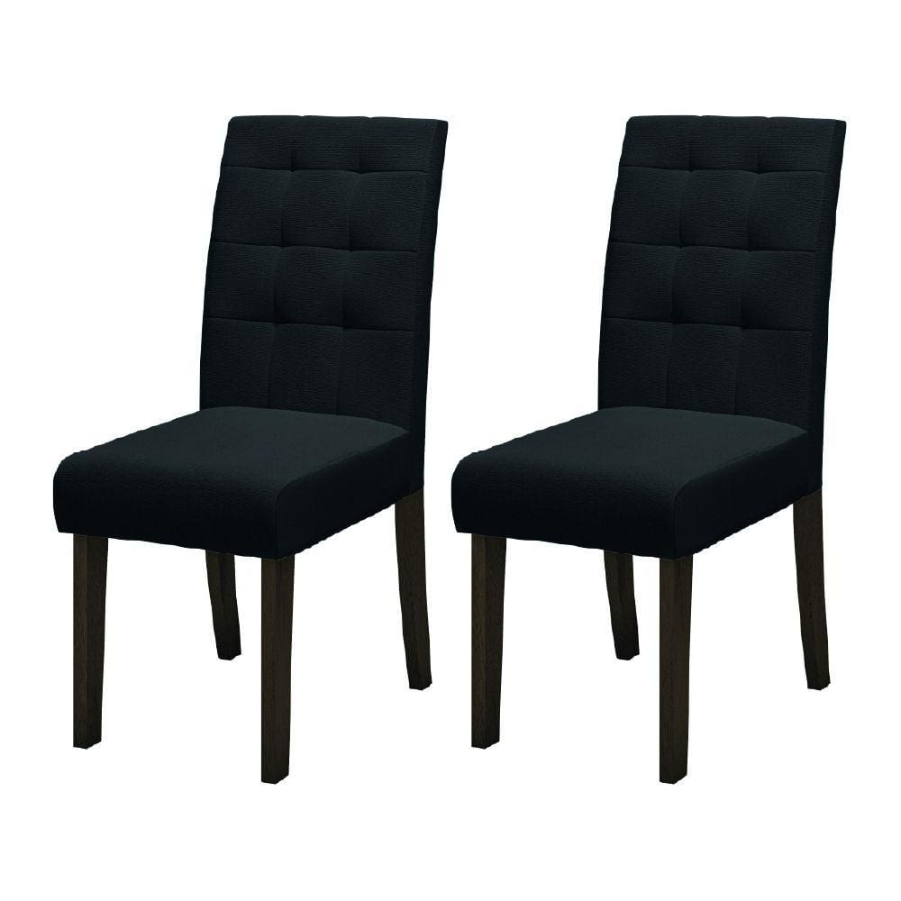 Conjunto Com 2 Cadeiras Estofada Sala de Jantar Dubai Castanho / Preto Dobuê