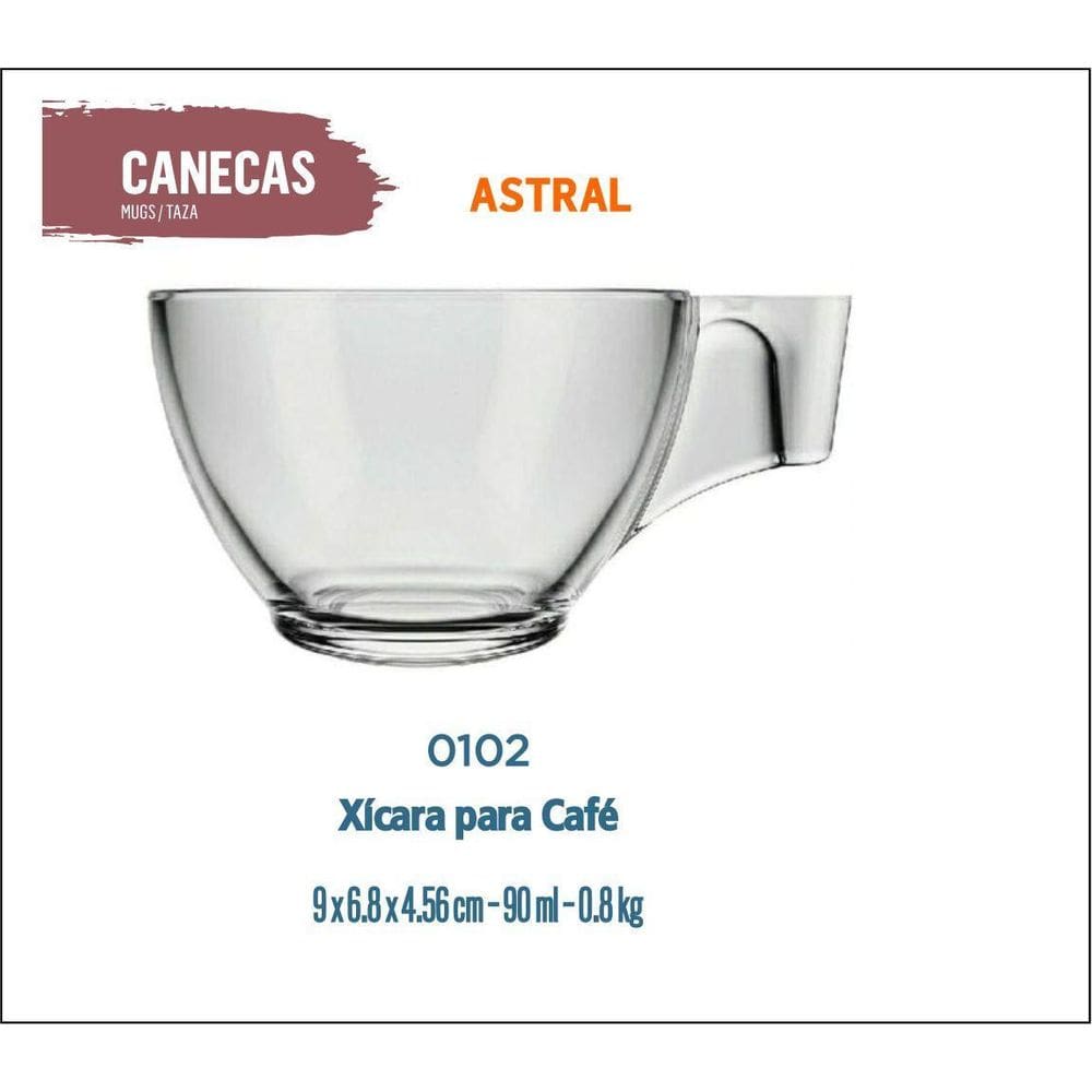 12 Xícara Café Curto Pequeno - Astral 90Ml