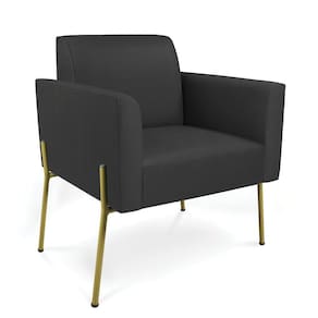 Poltrona Pé de Ferro Dourado para Sala Marisa Corino Preto D03 - D`Rossi