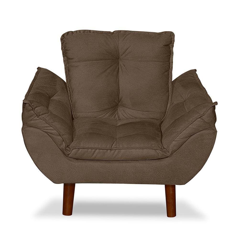 Mini Poltrona Cadeira Infantil De Criança Suede Marrom Pés Palito
