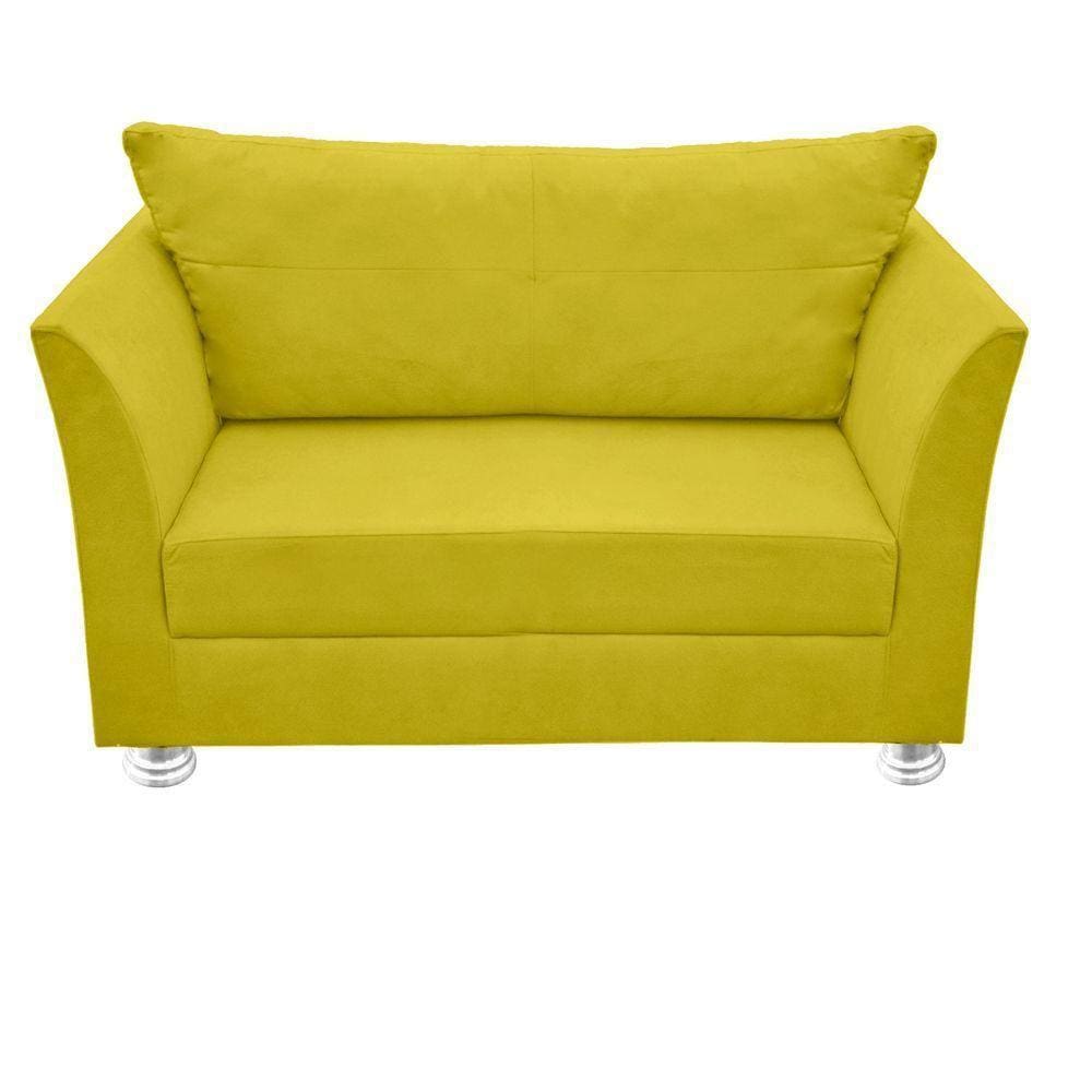 Namoradeira Lisboa 02 Lugares Para Sala Salão Escritório Suede Amarelo