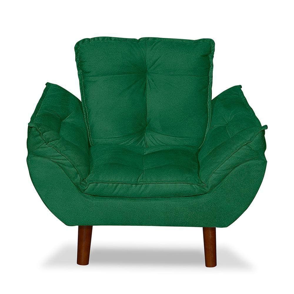 Mini Poltrona Cadeira Infantil De Criança Suede Verde Pés Palito