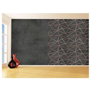 Papel De Parede 3D Concreto Linhas Dourado Rose 3,5M Kkt184