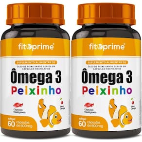 Kit 2 Ômega 3 Peixinho Mastigável Sabor Cereja 60 Cápsulas