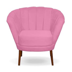 Poltrona Cadeira Pétala Flor Decorativa Suede Rose