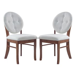 Kit 2 Cadeiras Mesa de Jantar Estofada 45x94 Cm Florence Madeira Maciça Linho Bege Cru L71 - RMI