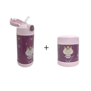 Garrafa Térmica Infantil + Pote Térmico Premium Rosa