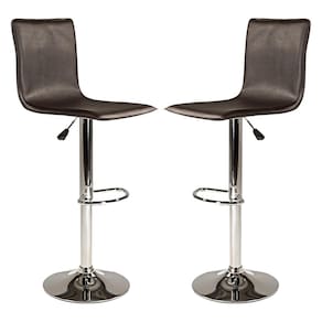 Kit 2 Banquetas Alta com Encosto Giratória Wave Aço Cromado PU Café - RMI