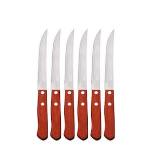 Kit 6 Facas De Mesa Aço Inox Cabo De Madeira Wooden Fratelli