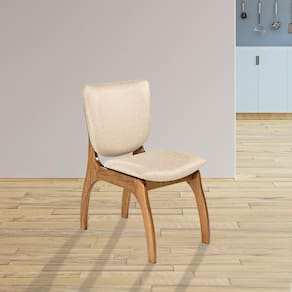 Cadeira Estofada para Mesa de Jantar 50 x 86 Cm Irlanda Madeira Maciça Imbuia Linho Bege M58 - RMI