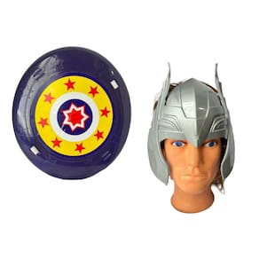 Kit Defensor Medieval Com Escudo E Máscara Prata Brinquedo