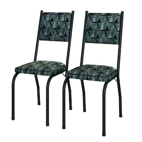 Conjunto Com 2 Cadeiras Tubular Diana Preto Fosco Assento Mosaico Artefamol