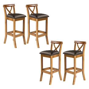 Kit 4 Banquetas Alta para Cozinha 36 x 100 Cm Paris Madeira Maciça Imbuia Facto Preto L72 - RMI