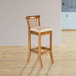Banqueta Alta para Bancada 36 x 100 Cm Valencia Madeira Maciça Imbuia Linho Bege M58 - RMI