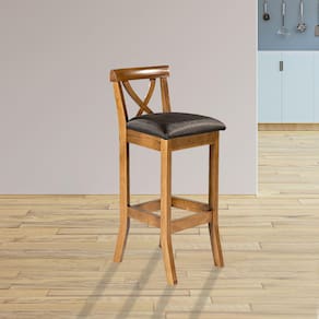 Banqueta Alta Estofada com Encosto 36 x 100 Cm Paris Madeira Maciça Imbuia Facto Preto L72 - RMI