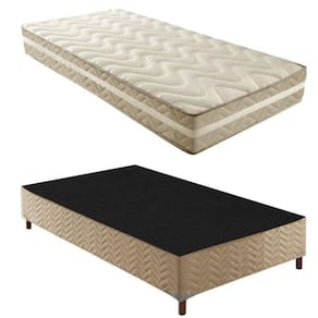 Box Solteiro Júlia 42x88x188cmcom Colchão Solteiro Quality Plus Duoface 20x88x188cm Rustico Bege