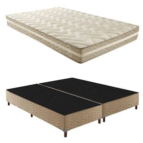 Box Queen Júlia 42x158x198cmcom Colchão Queen Unique D33 Plus Duoface 25x158x198cm Rustico Bege
