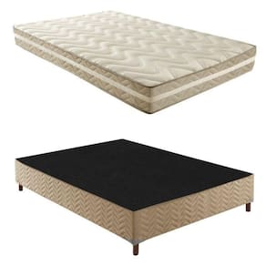 Box Casal Florença 42x138x188cmcom Colchão Casal Quality Plus Duoface 20x138x188cm Rustico Bege