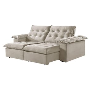 Sofá 3 Lugares Retrátil E Reclinável Martins M-147 Veludo Creme