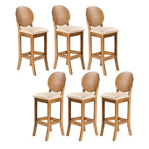 Kit 6 Banquetas Alta para Cozinha 113 x 36 Cm Florence Madeira Maciça Linho Bege M58 - RMI