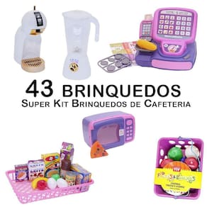 Kit Café Infantil Registradora Cafeteira Microondas 47P