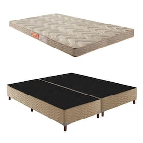 Box Queen Florença 42x158x198cmcom Colchão Queen Unique D33 Duoface 14x158x198cm Rustico Bege