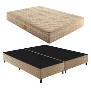 Box King Florença 42x193x203cmcom Colchão Super King Molas Ensacadas Júlia 28x193x203cm Rustico Bege